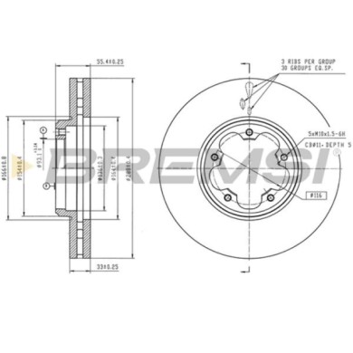 CD9059V.jpg Disco Freno Anteriore 09c24010 Ford Transit V363 Furgonato