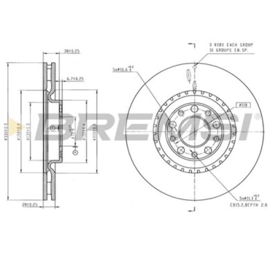 CD9068V.jpg Disco Freno Anteriore 09c63611 Volkswagen Amarok