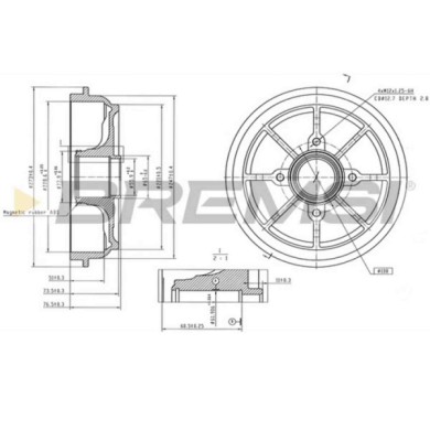 CR5740.jpg Tamburo Freno Posteriore Peugeot 208 I Cr5740 424750 Verniciato Bremsi