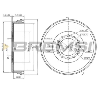 CR5777.jpg Tamburo Freno Posteriore Toyota Hilux Vii Pick-up Cr5777 424310k060 Verniciato Bremsi