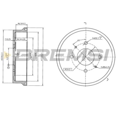 CR5799.jpg Tamburo Freno Posteriore Mitsubishi Colt Vi Cr5799 4615a012 Verniciato Bremsi