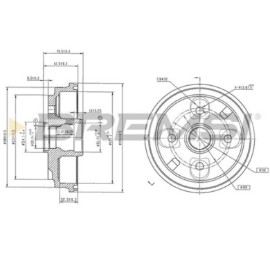 CR5800.jpg Tamburo Freno Posteriore Daihatsu Sirion Cr5800 42403-97205 Verniciato Bremsi