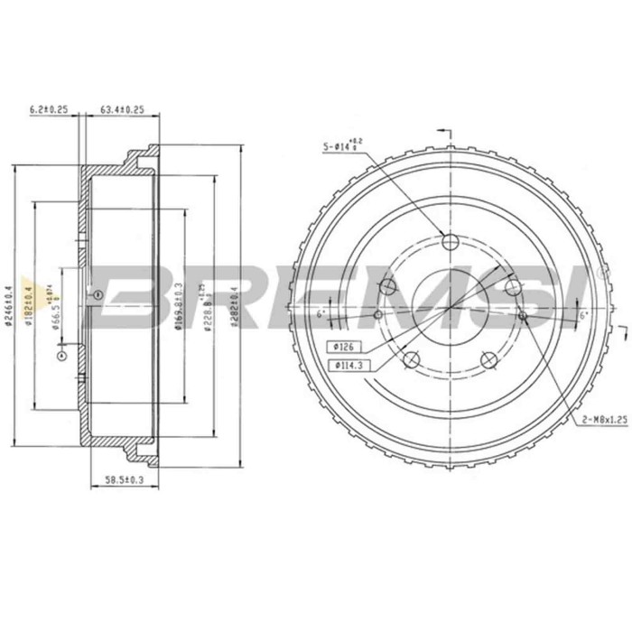CR5801.jpg Tamburo Freno Posteriore Daihatsu Terios Cr5801 42431-87402-000 Verniciato Bremsi