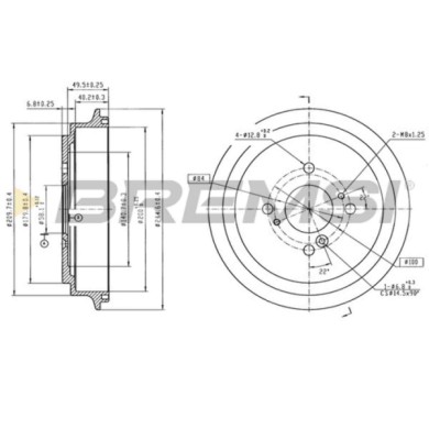CR5813.jpg Tamburo Freno Posteriore Suzuki Baleno 2 Volumi/coda Spiovente Cr5813 43511-60g00 Verniciato Bremsi