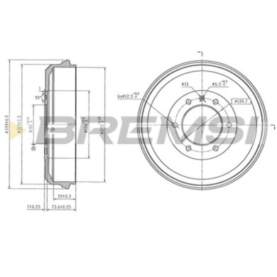 CR5822.jpg Tamburo Freno Posteriore Isuzu D-max I Cr5822 8-980303850 Verniciato Bremsi