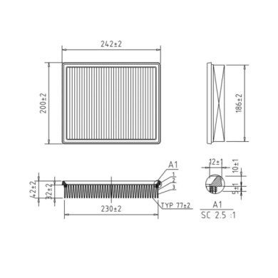 FA2545.jpg Filtro Aria Opel Astra K Cassone/furgonato/promiscuo Astra K Sports Tourer Astra K Fa2545 39146837 Bremsi