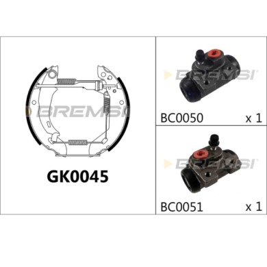 GK0045.JPG Kit Ganasce Freno Posteriore Peugeot 205 Cassone/coda Spiovente 205 I 205 I Cabriolet 205 Ii Gk0045 4241.2c Bremsi