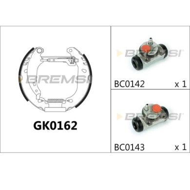 GK0162.JPG Kit Ganasce Freno Posteriore Peugeot 206 2 Volumi/coda Spiovente Gk0162 4241.8k Bremsi