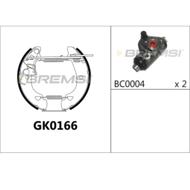 GK0166.JPG Kit Ganasce Freno Posteriore Autobianchi Y10 Fiat Panda Panda Cassone/coda Spiovente Uno Lancia Y10 Gk0166 Bremsi