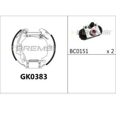 GK0383.JPG Kit Ganasce Freno Posteriore Fiat Punto Punto Cassone/coda Spiovente Gk0383 71740711 Bremsi