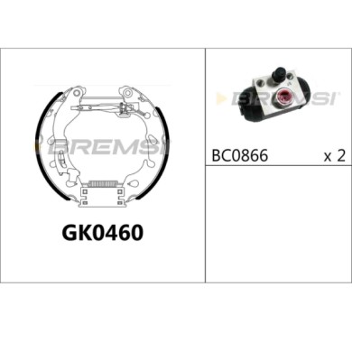 GK0460.JPG Kit Ganasce Freno Posteriore Fiat 500 500 C Panda Panda Cassone/coda Spiovente Ford Ka Gk0460 Bremsi