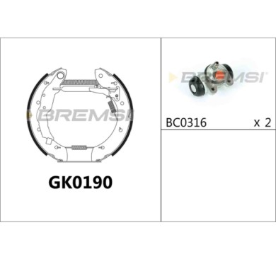 GK0190.jpg Kit Ganasce Freno Posteriore Renault Laguna I Grandtour Gk0190 77 01 205 181 Bremsi