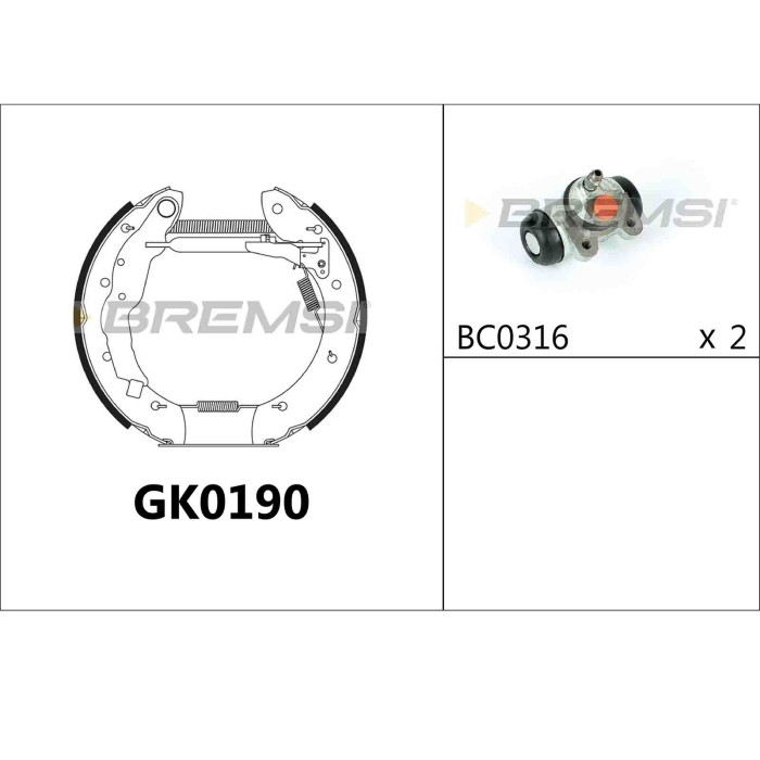 GK0190.jpg Kit Ganasce Freno Posteriore Renault Laguna I Grandtour Gk0190 77 01 205 181 Bremsi