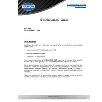 334245X20_2.jpg Olio Idraulico 68 Multiuso Tamoil Hydraulic Oil Iso 68 Antiusura Antischiuma 20 Litri
