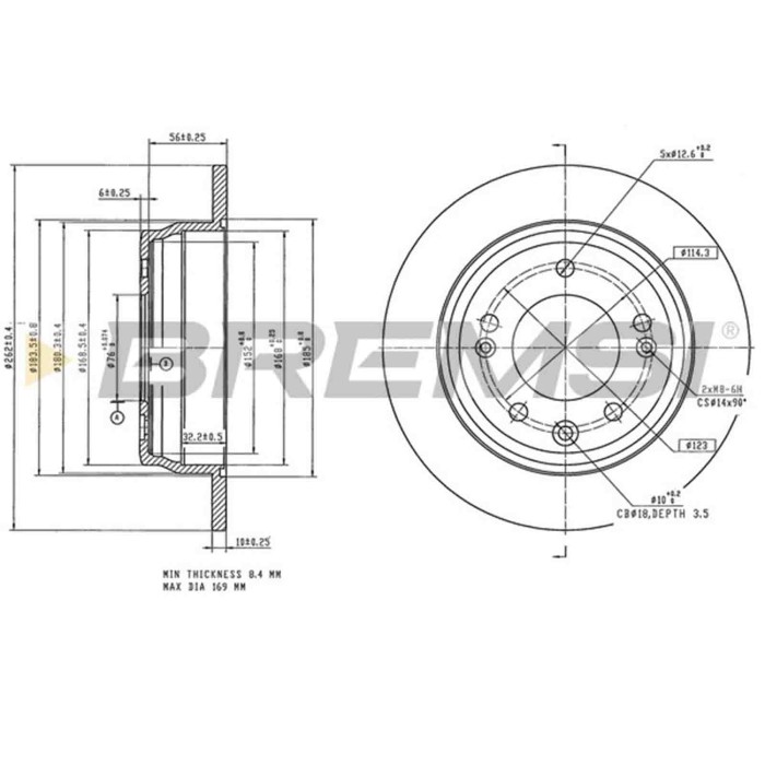 CD8087S_1.jpg Disco Freno Posteriore 92240803 Hyundai Sonata Vi Sonata Vii Pieno