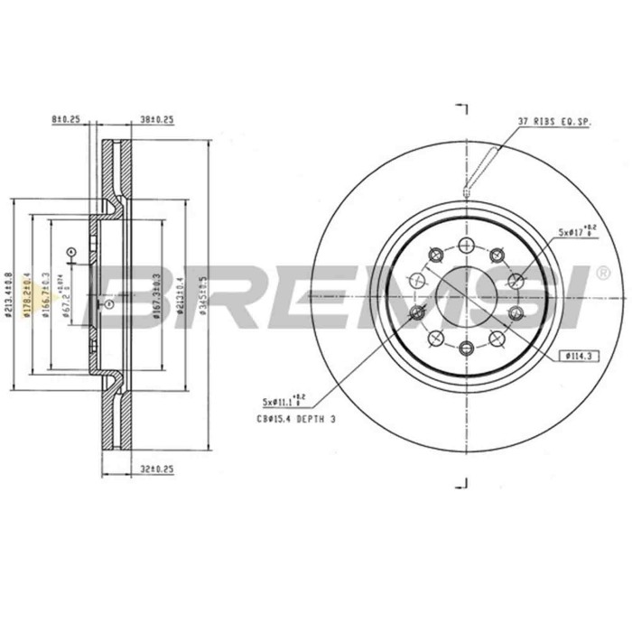 CD9041V_1.jpg Disco Freno Anteriore 92329105 Maserati Levante Suv Ventilato