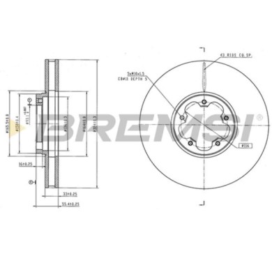 CD9095V_1.jpg Disco Freno Anteriore 92347103 Ford Tourneo Custom V362 Autobus Transit Custom V362 Autobus Transit Custom V362