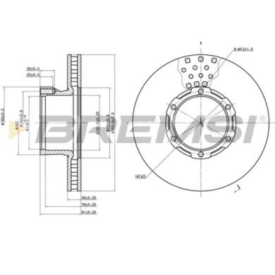 CD5162V.JPG Coppia Dischi Freno Anteriore 93087400 Mercedes-benz Vario Autobus (b670) Ventilato S.f. Brembo 2x60