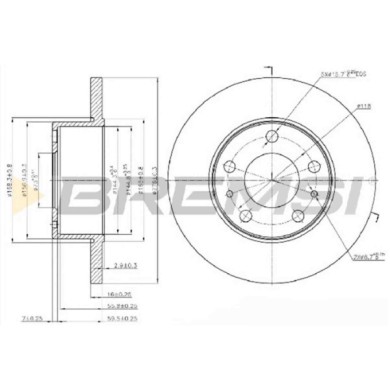 CD5195S.JPG Coppia Dischi Freno Posteriore 93104700 Iveco Daily Iii Furgonato Daily Iii Pianale Piatto/telaio Pieno S.f. Brembo 