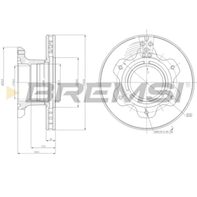 CD5208V.JPG Coppia Dischi Freno Posteriore 93191400 Mercedes-benz T2/ln1 Cabina Con Motore Ventilato