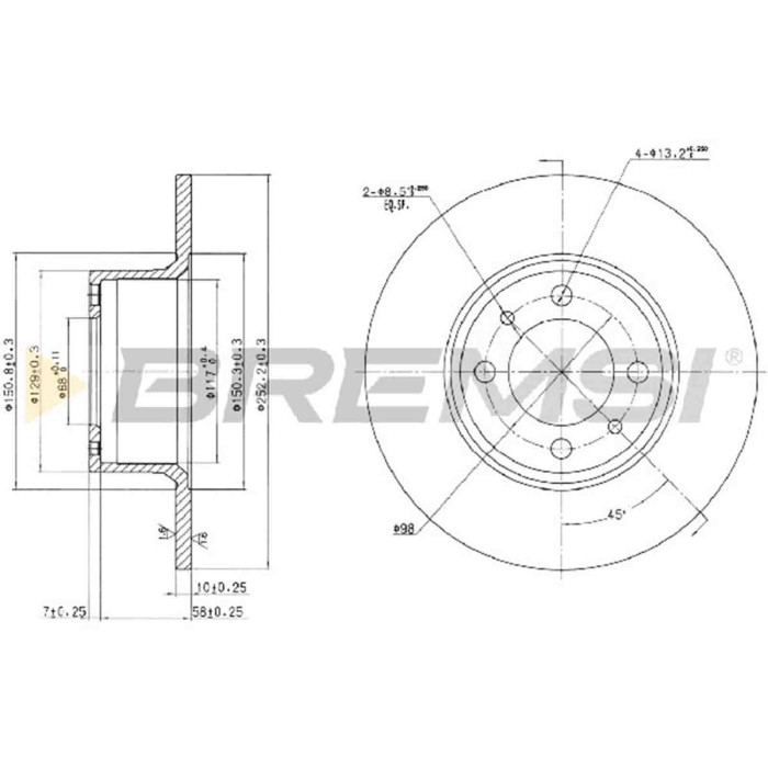 CD6035S.JPG Coppia Dischi Freno Anteriore 92015100 Lada 1200-1500 Station Wagon Pieno