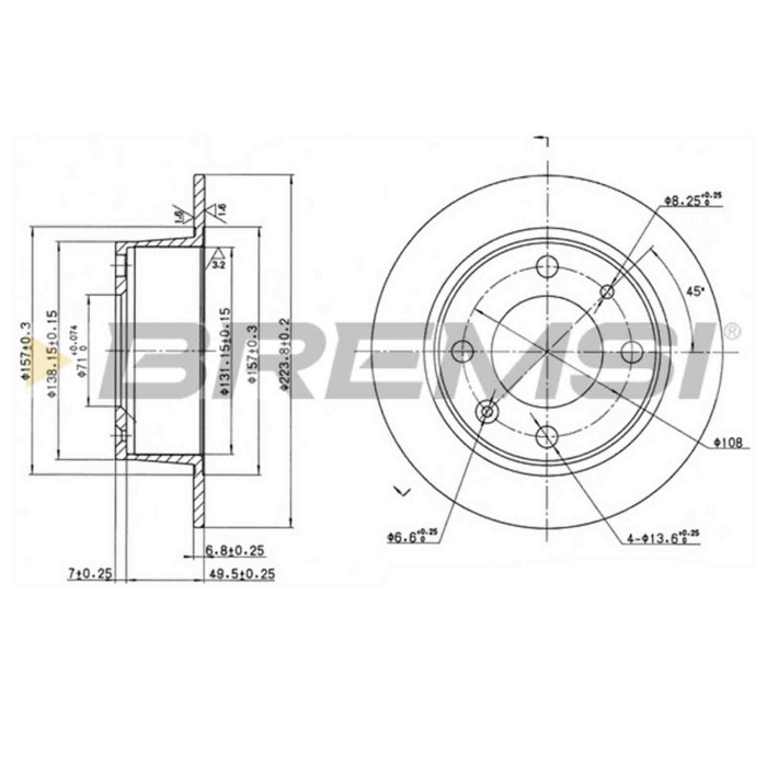 CD6052S.JPG Coppia Dischi Freno Posteriore 92026900 Citroën Bx Bx Break Pieno