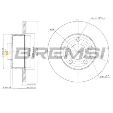 CD6136S.JPG Coppia Dischi Freno Anteriore 92021600 Volvo 240 240 Kombi 260 260 Coupé 260 Station Wagon Pieno