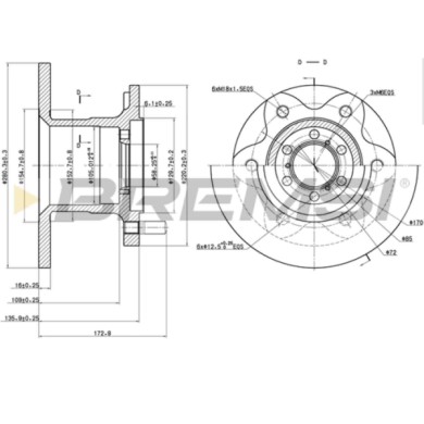 CD6139S.JPG Coppia Dischi Freno Anteriore 93042801 Iveco Daily I Furgonato Pieno S.f. Perrot 4x44