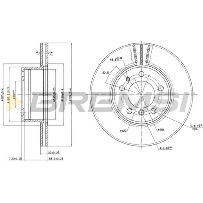 CD6211V.JPG Coppia Dischi Freno Anteriore 92042200 Bmw 5 5 Touring 7 Rover 800 2 Volumi/coda Spiovente Ventilato