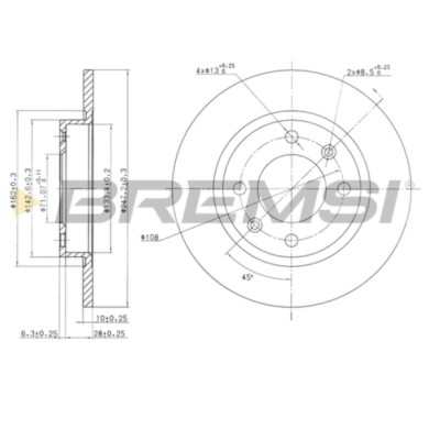 CD6238S.JPG Coppia Dischi Freno Posteriore 92048200 Peugeot 405 I 405 I Break 405 Ii 405 Ii Break Pieno