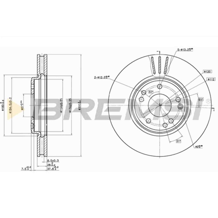 CD6268V.JPG Coppia Dischi Freno Anteriore 92057900 Mercedes-benz 190 Sl 124 Tre Volumi Ventilato