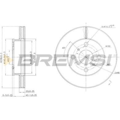 CD6417V_1.jpg Coppia Dischi Freno Anteriore 92055800 Toyota Corolla Corolla Compact Corolla Liftback Corolla Station Wagon