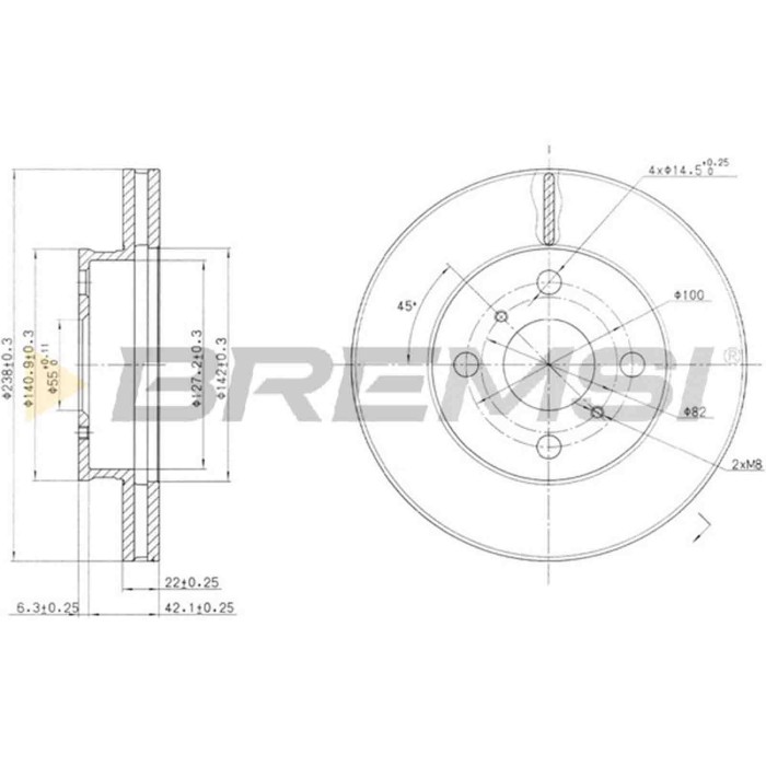 CD6417V_1.jpg Coppia Dischi Freno Anteriore 92055800 Toyota Corolla Corolla Compact Corolla Liftback Corolla Station Wagon