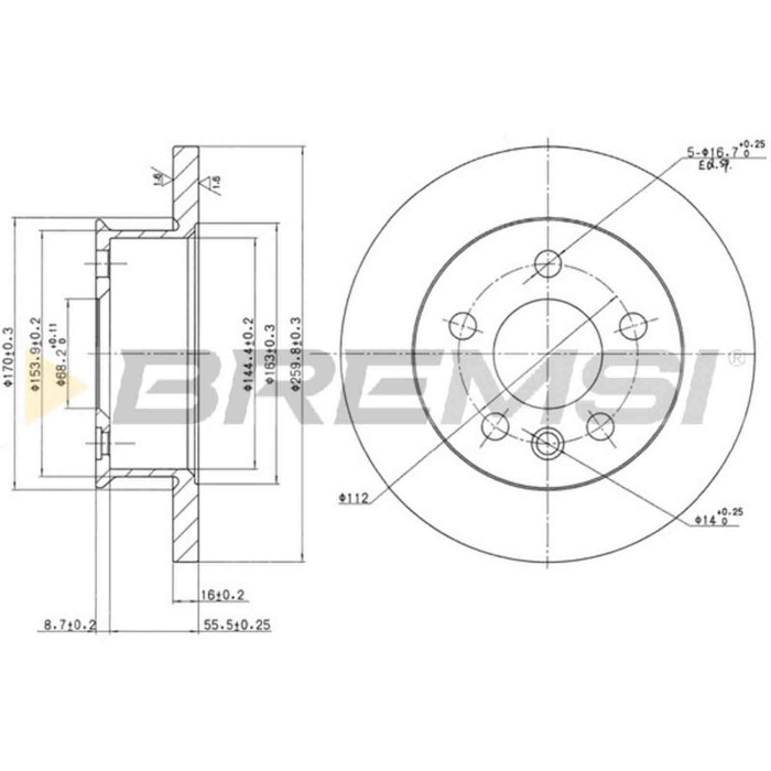 CD6426S.JPG Coppia Dischi Freno Anteriore 92055900 Volkswagen Transporter T4 Autobus (70b 70c 7db 7dk 70j 70k 7dc 7 Pieno