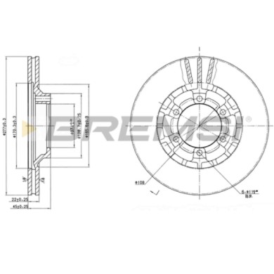 CD6460V.JPG Coppia Dischi Freno Anteriore 92074600 Mitsubishi Galloper L200 L300 Iii Autobus L300 Iii Furgonato Pajero I Pajero 