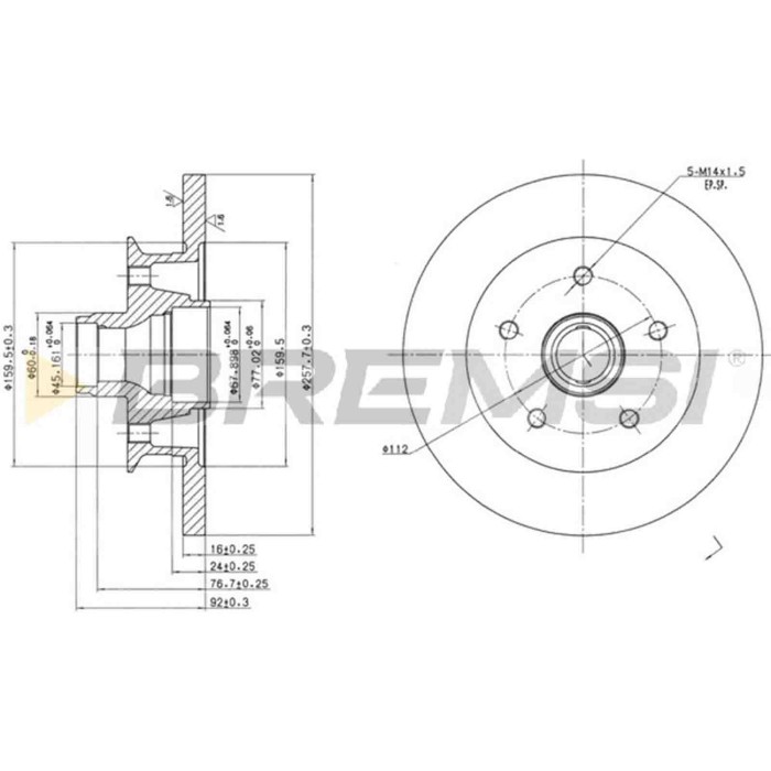CD6542S.JPG Coppia Dischi Freno Anteriore 92053000 Volkswagen Transporter T3 Autobus (25) Pieno