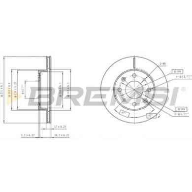 CD6571V.JPG Coppia Dischi Freno Anteriore 98200 Rover 200 Tre Volumi Honda Acty Insight Ventilato