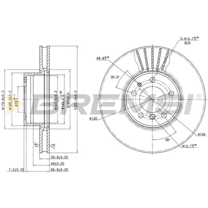 CD6606V.JPG Coppia Dischi Freno Anteriore 92058300 Bmw 7 8 5 5 Touring Ventilato