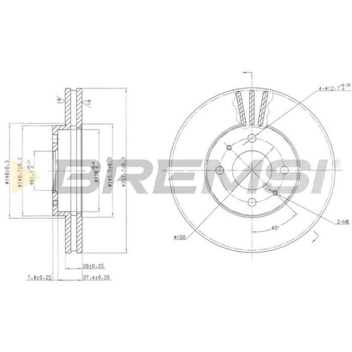 CD6716V.JPG Coppia Dischi Freno Anteriore 92096700 Nissan Sunny Iii Hatchback 100 Nx Almera I Hatchback Sunny Iii Liftback Venti