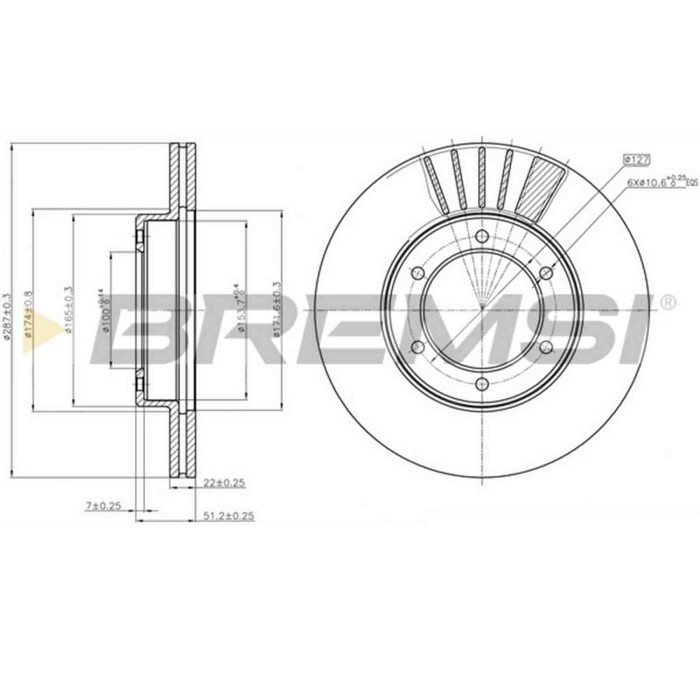 CD6800V.JPG Coppia Dischi Freno Anteriore 09674610 Toyota Hiace Iii Autobus Hiace Iii Furgonato Hiace Iv Furgonato Ventilato