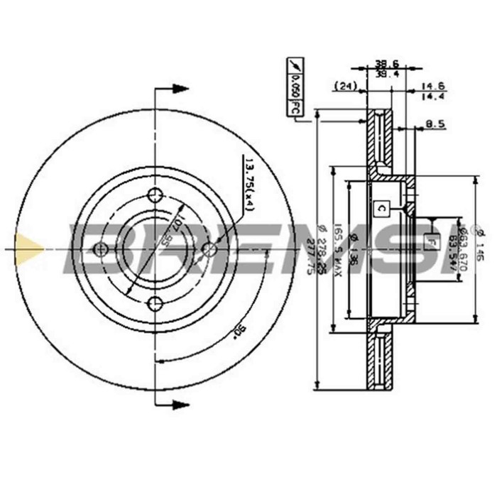 CD6801V.JPG Coppia Dischi Freno Anteriore 92075400 Ford Mondeo I (gbp)