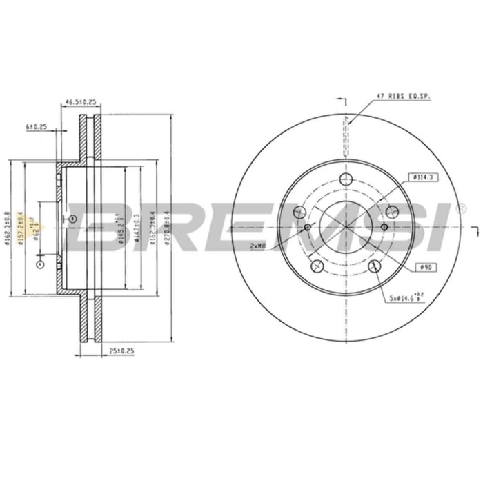 CD6806V.JPG Coppia Dischi Freno Anteriore 92081000 Toyota Previa Ventilato