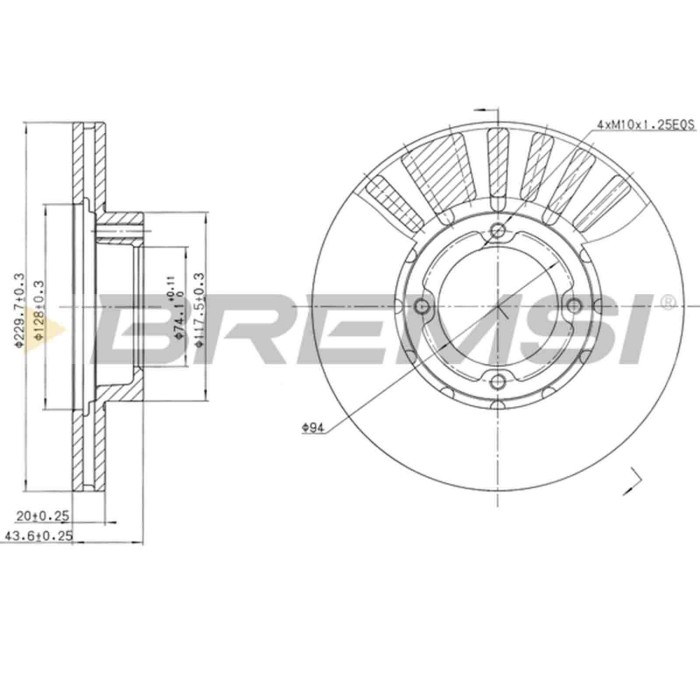 CD6808V.JPG Coppia Dischi Freno Anteriore 09670910 Toyota Liteace Furgonato Model F Liteace Wagon Ventilato