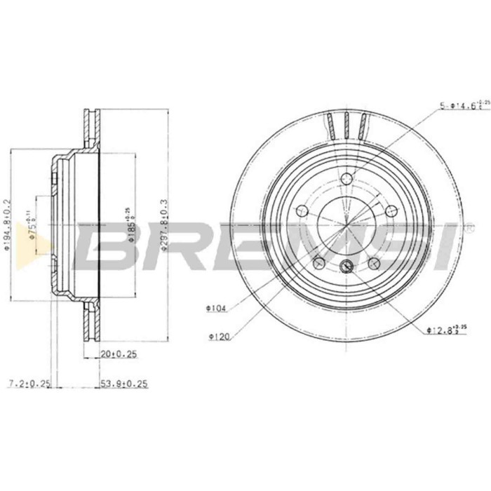 CD6836V.JPG Coppia Dischi Freno Posteriore 92075100 Bmw 5 5 Touring Nero