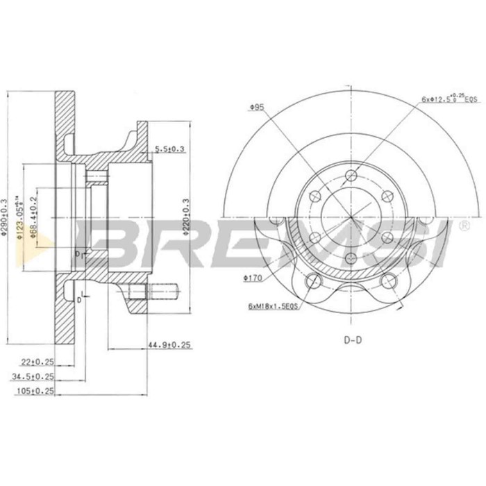 CD6852S.JPG Coppia Dischi Freno Anteriore 93095100 Iveco Daily I Furgonato Pieno S.f. Brembo