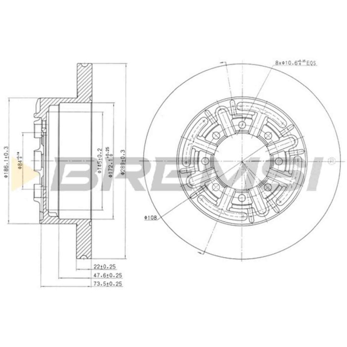 CD6858S.JPG Coppia Dischi Freno Posteriore 93089600 Iveco Daily Vi Furgonato Pieno S.f. Brembo