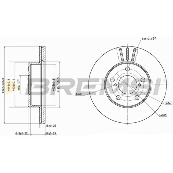 CD6876V.JPG Coppia Dischi Freno Anteriore 92081800 Subaru Impreza Tre Volumi (gc) Ventilato