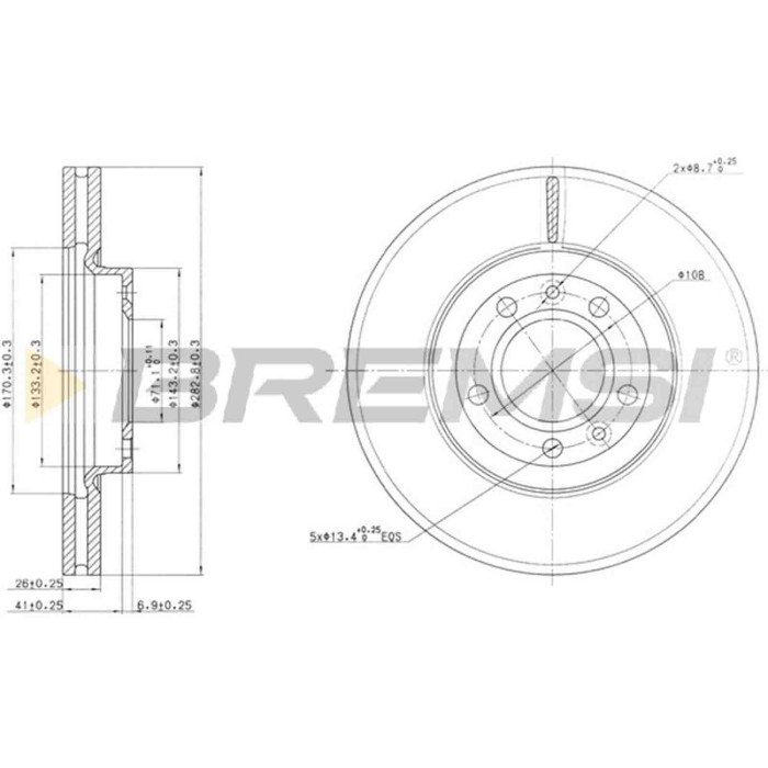 CD7132V.JPG Coppia Dischi Freno Anteriore 92111800 Peugeot 508 I 508 Sw I 407 607 407 Sw 407 Coupé 508 Sw Cassone/furgonato/prom