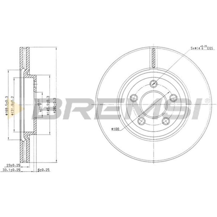 CD7153V.JPG Coppia Dischi Freno Anteriore 92108500 Chrysler New Yorker Pt Cruiser Pt Cruiser Cabriolet Ventilato