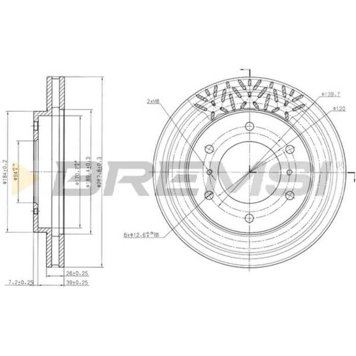 CD7384V.JPG Coppia Dischi Freno Anteriore 92128800 Mitsubishi Pajero Iv (v8w V9w) Ventilato